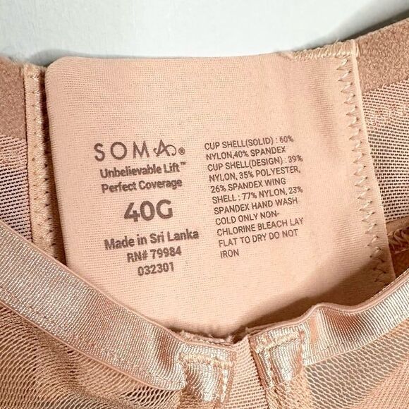 Soma Unbelievable Lift Perfect Coverage Underwire Bra Plus Size 40G NEW NWT - Picture 8 of 9